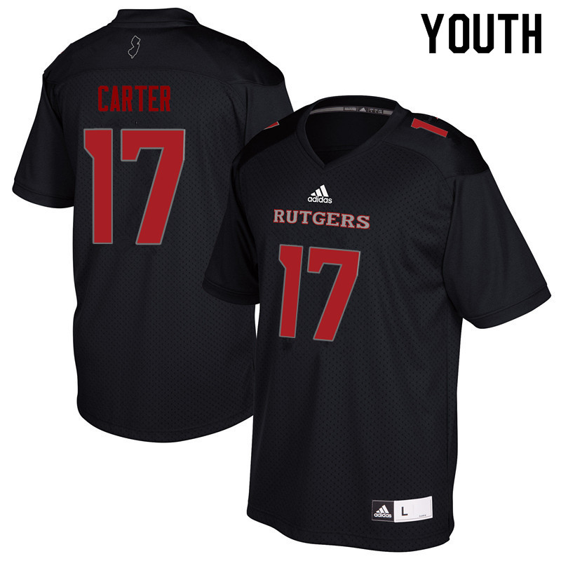 Youth #17 McLane Carter Rutgers Scarlet Knights College Football Jerseys Sale-Black - Click Image to Close